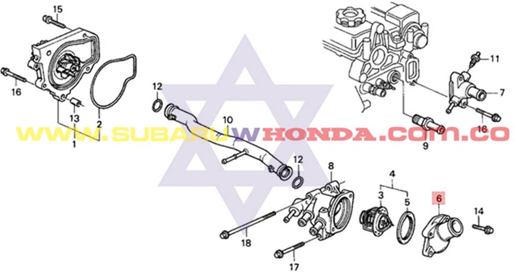 Base termostato pequeña Honda Integra 1993 catalogo