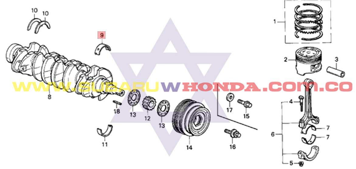 Casquetes bancada Honda Integra 1993 catalogo