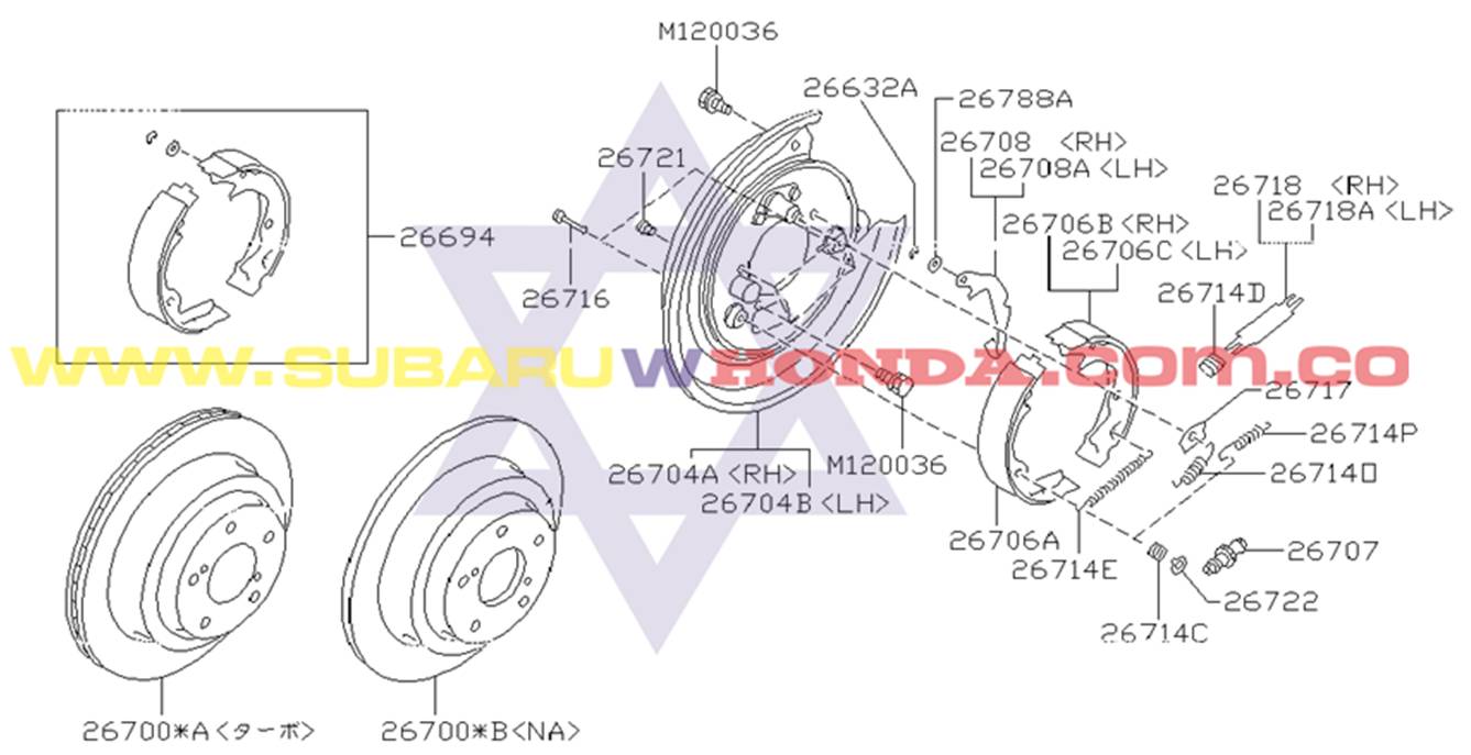 Disco de frenos trasero Subaru Impreza 1996 catalogo