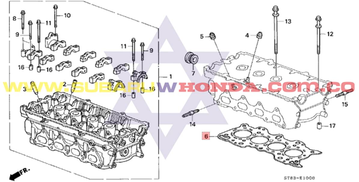 Empaque de culata Honda Integra 1993 catalogo