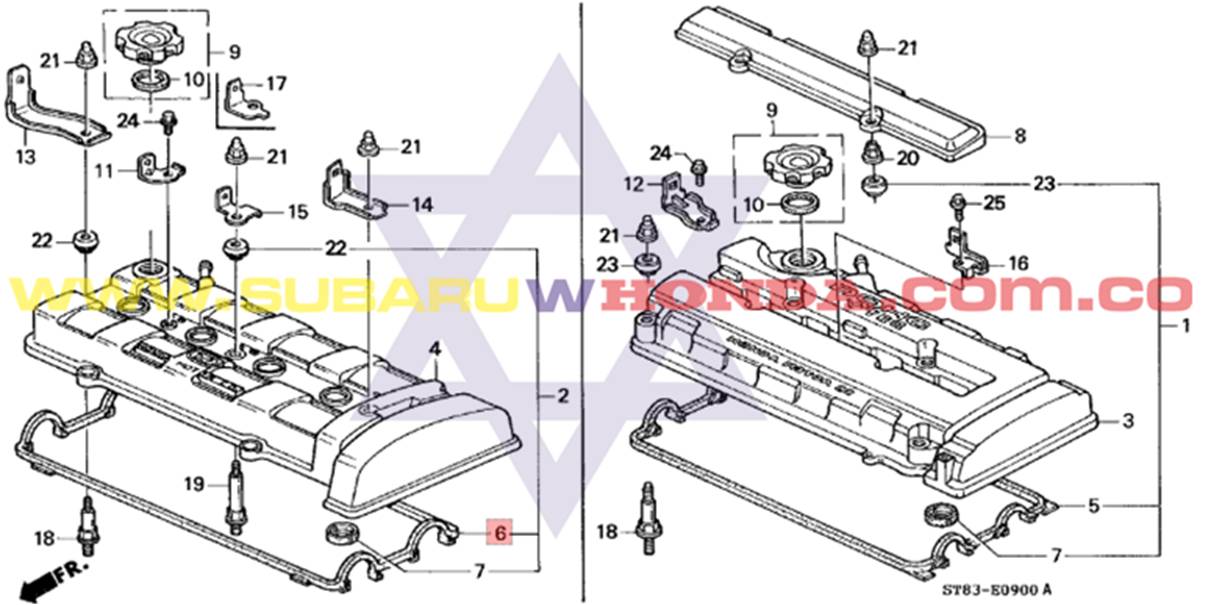 Empaque tapa valvulas Honda Integra 1993 catalogo