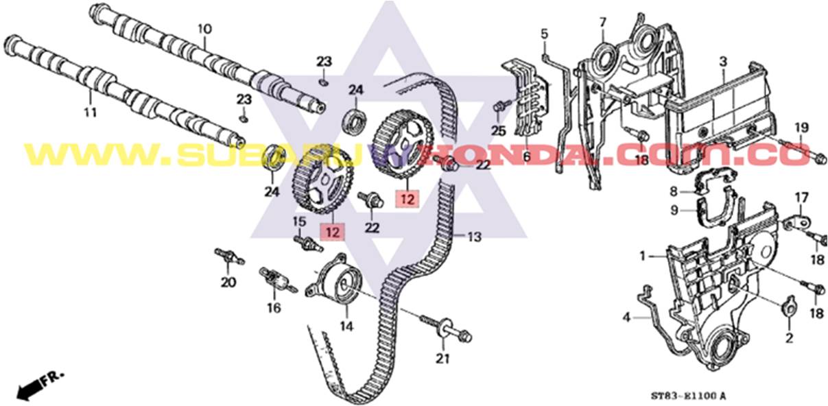 Piñón eje de levas Honda Integra 1993 catalogo