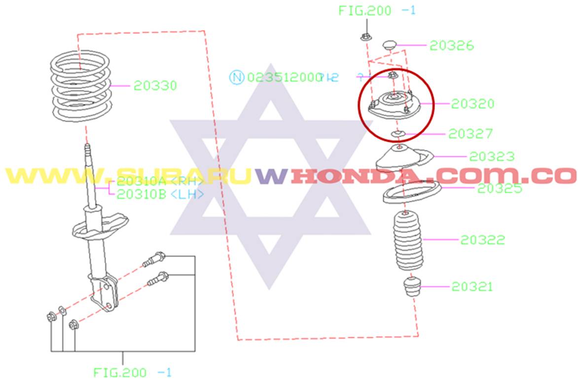 Soporte amortiguador trasero derecho Subaru Impreza 1996 catalogo