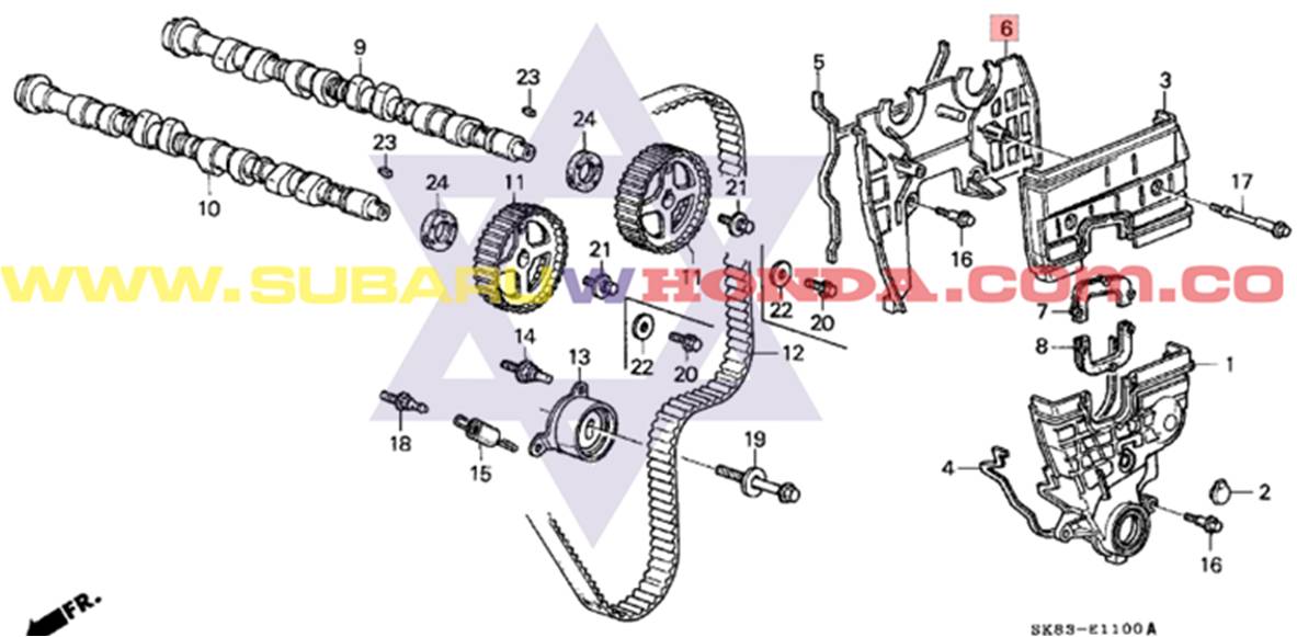 Tapa interna repartición Honda Integra 1993 catalogo