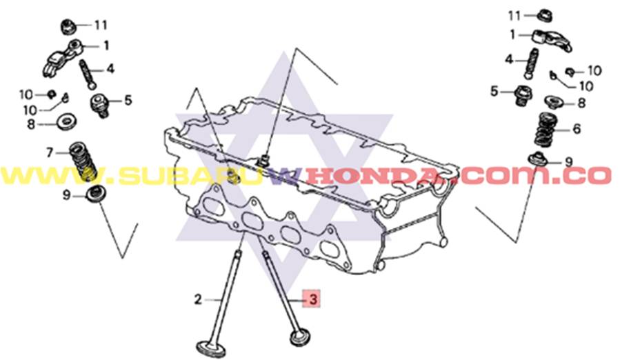 Válvulas de escape Honda Integra 1993 catalogo