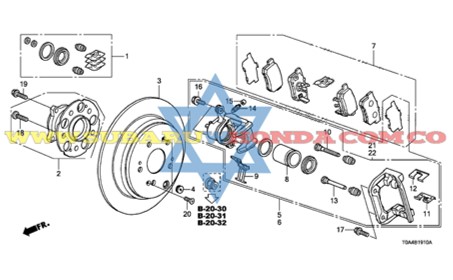 Disco de frenos traseros Honda CRV 2013