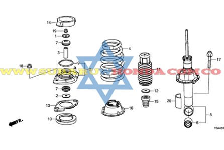Soporte amortiguador trasero derecho Honda CRV 2012