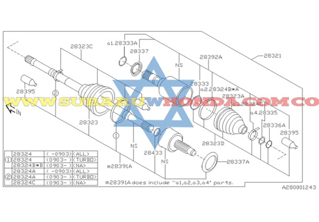 Acople eje delantero izquierdo Subaru Forester 2012