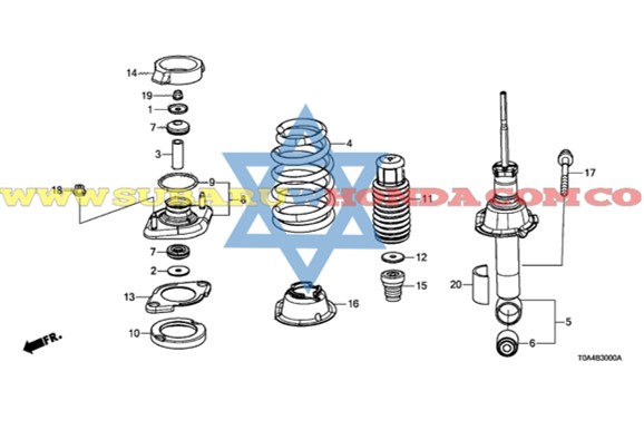 Buje amortiguador trasero Honda CRV 2014 catalogo