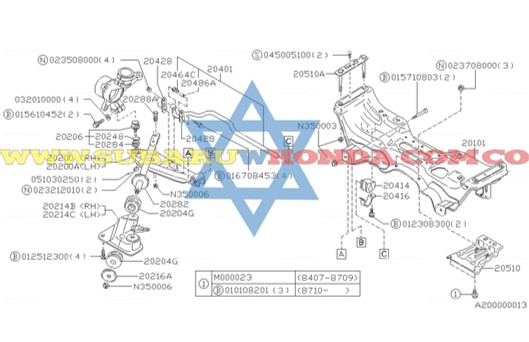 Cauchos delanteros barra tensora Subaru Leone 1992 catalogo
