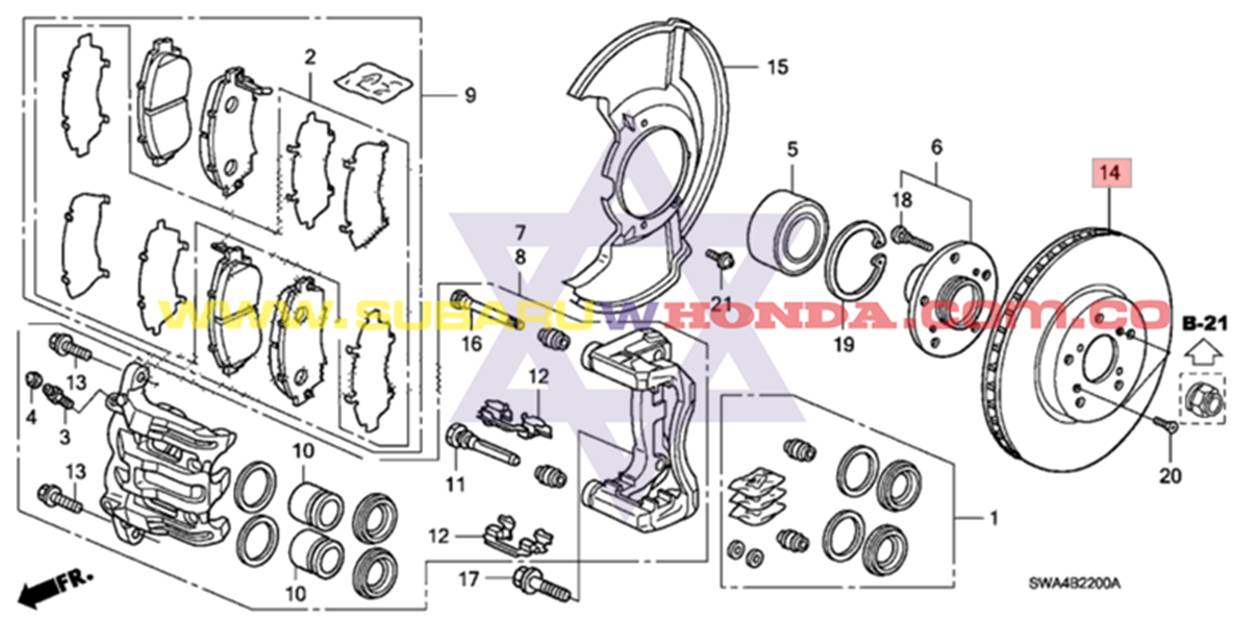 Disco de frenos delantero izquierdo Honda CRV 2011