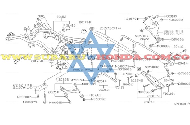 Muñeco trasero derecho Subaru Forester 2012