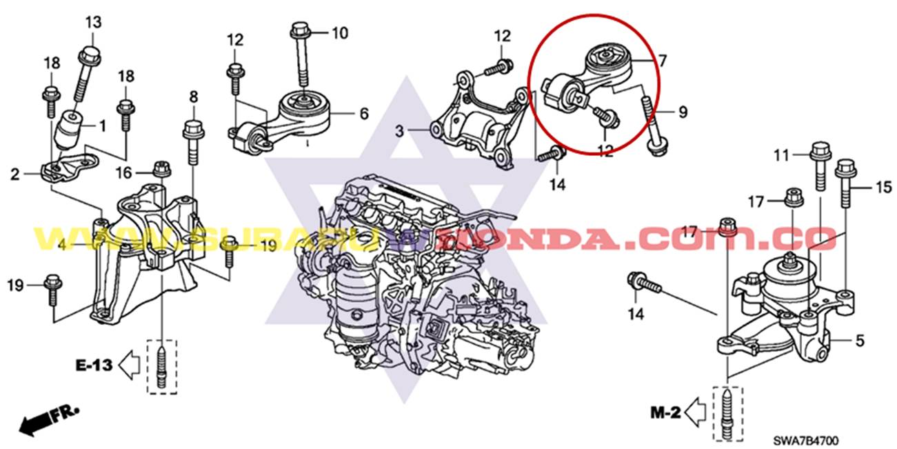 Soporte motor trasero Honda CRV 2011