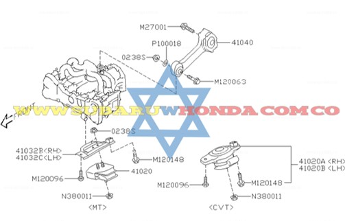 Soporte motor trasero Subaru Forester 2012