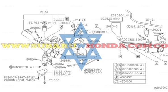 Barra torsion trasera izquierda Subaru Leone 1993