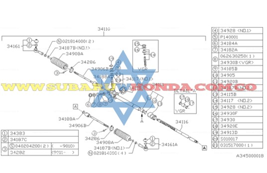 Caja de dirección Hidráulica Subaru Leone 1992