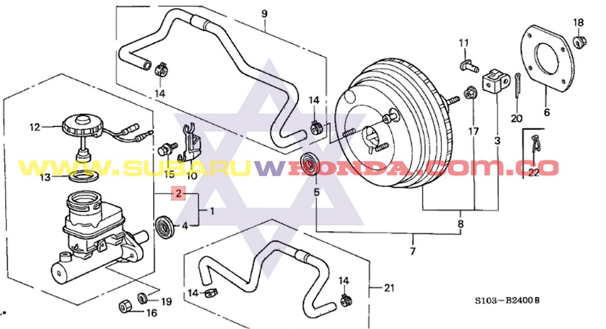 Bomba de frenos Honda Accord 1980