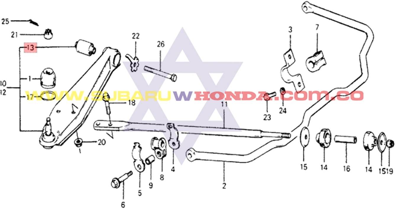 Buje tijera delantera derecha Honda Accord 1980