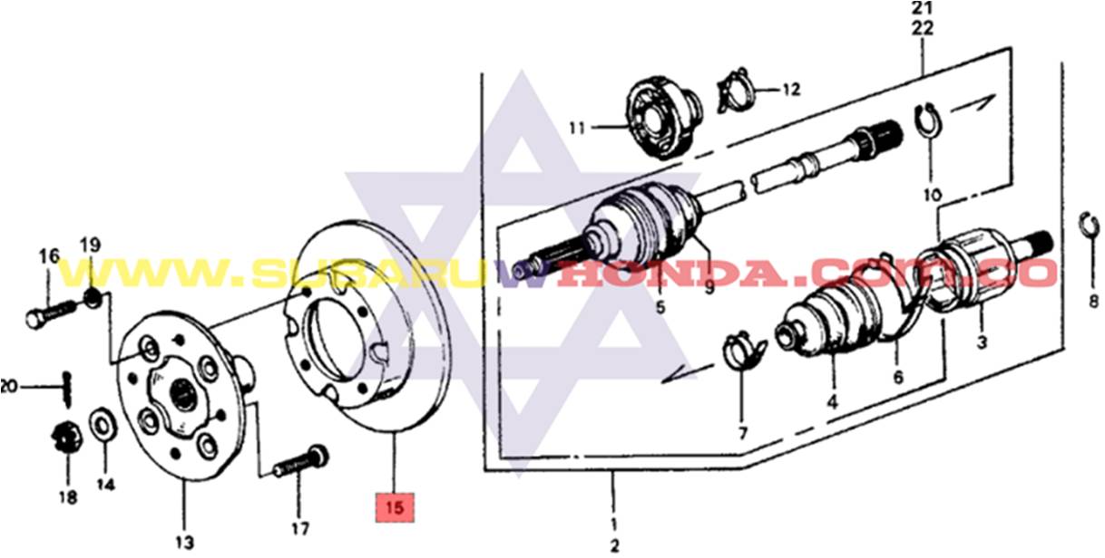 Disco de frenos delantero Honda Accord 1980