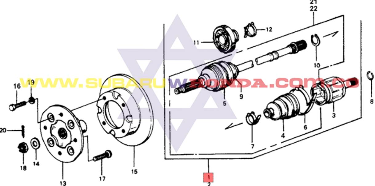 Eje delantero izquierdo Honda Accord 1978