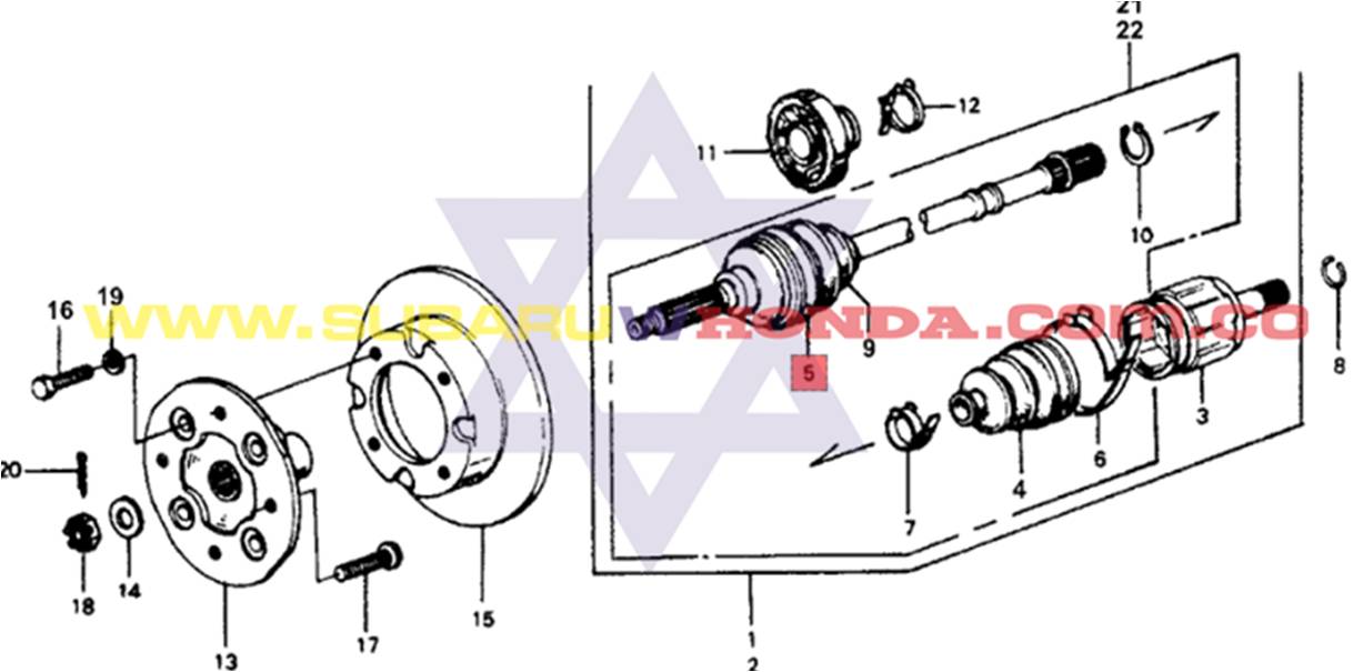 Punta eje homocinetica delantera rueda Honda Accord 1980