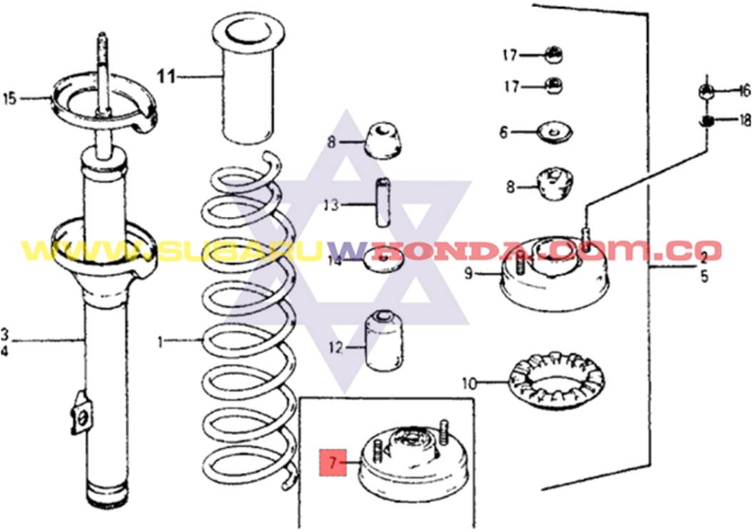 Soporte amortiguador trasero Honda Accord 1978