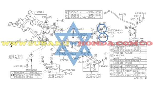 Bujes tijera trasera superior juego Tribeca 2011