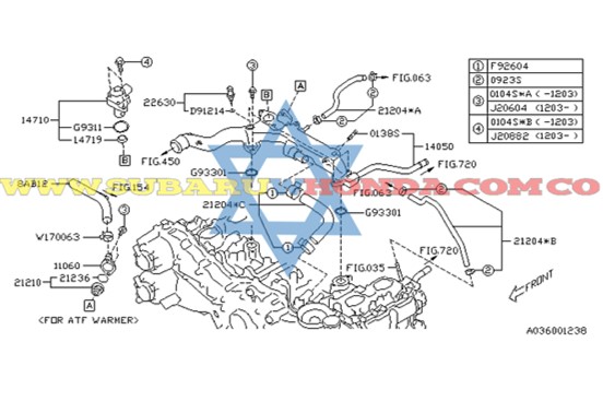 Tubo de agua Forester 2014