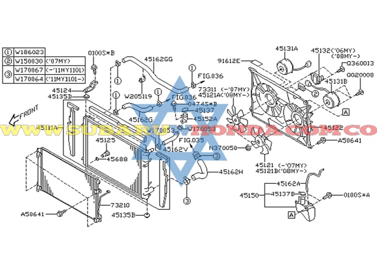 Manguera radiador inferior izquierda Tribeca 2010